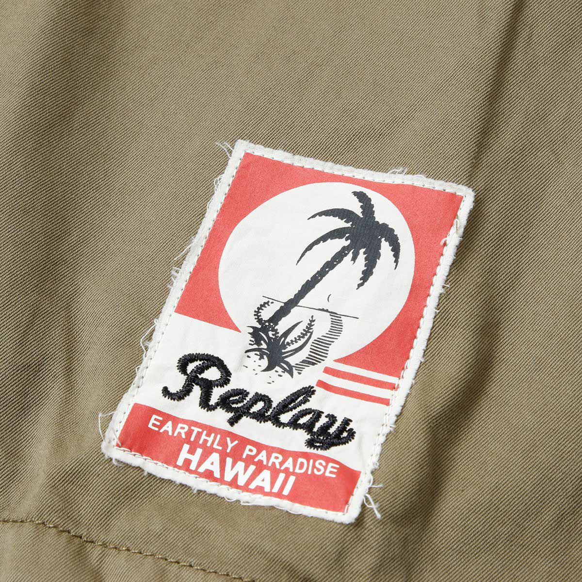 Replay｜ドローストリング ツイル シャツ｜ウィードグリーン