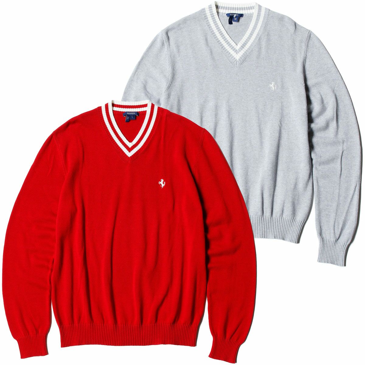 Ferrari｜フェラーリ スプリング Vネック プリント ホース カーディガン｜ニット