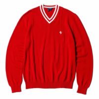 Ferrari｜フェラーリ スプリング Vネック プリント ホース カーディガン｜ニット｜レッド