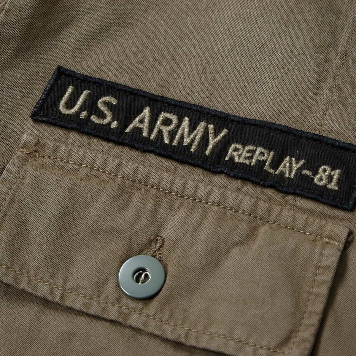 Replay｜ワッペン シャツジャケット｜ファブリック｜ピスタチオ