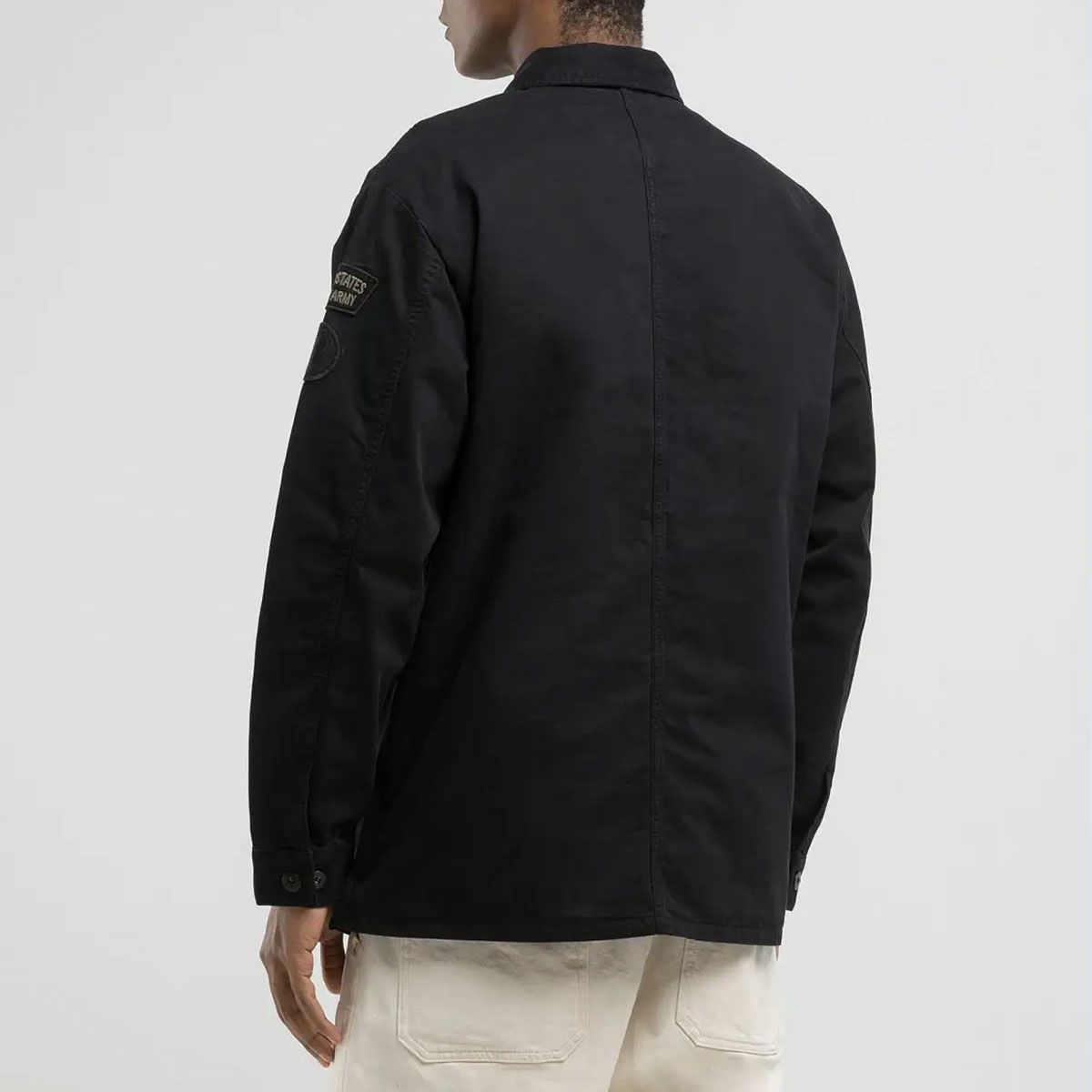 Replay｜ワッペン シャツジャケット｜ファブリック｜ブラック｜モデル着用