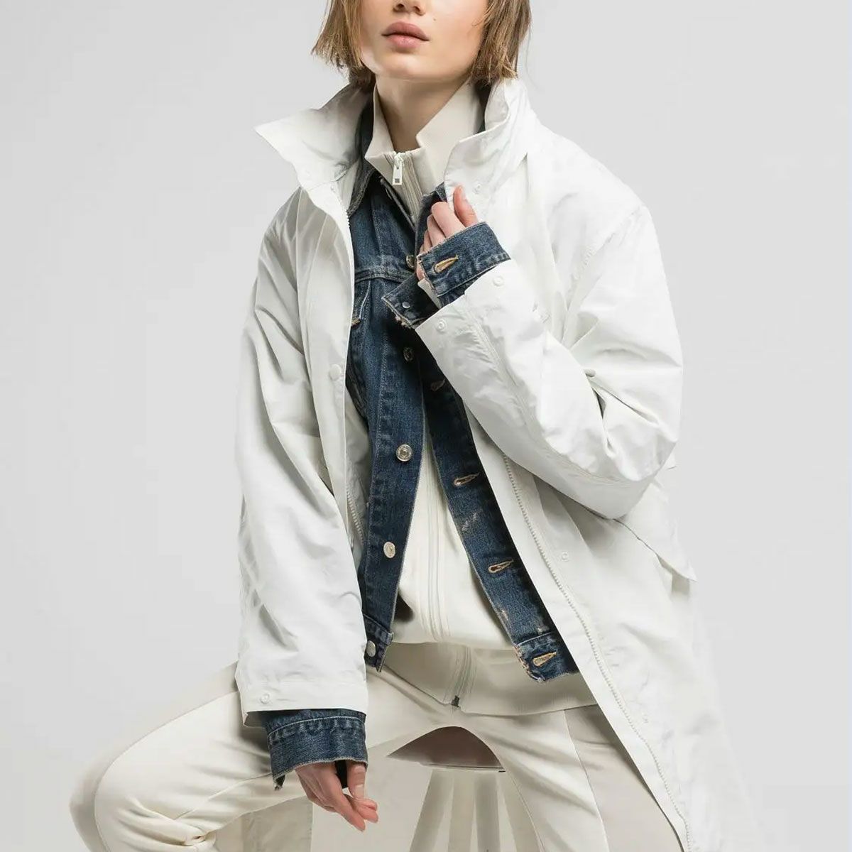 Replay｜デニム ジャケット｜ファブリック｜ダークブルー｜モデル着用