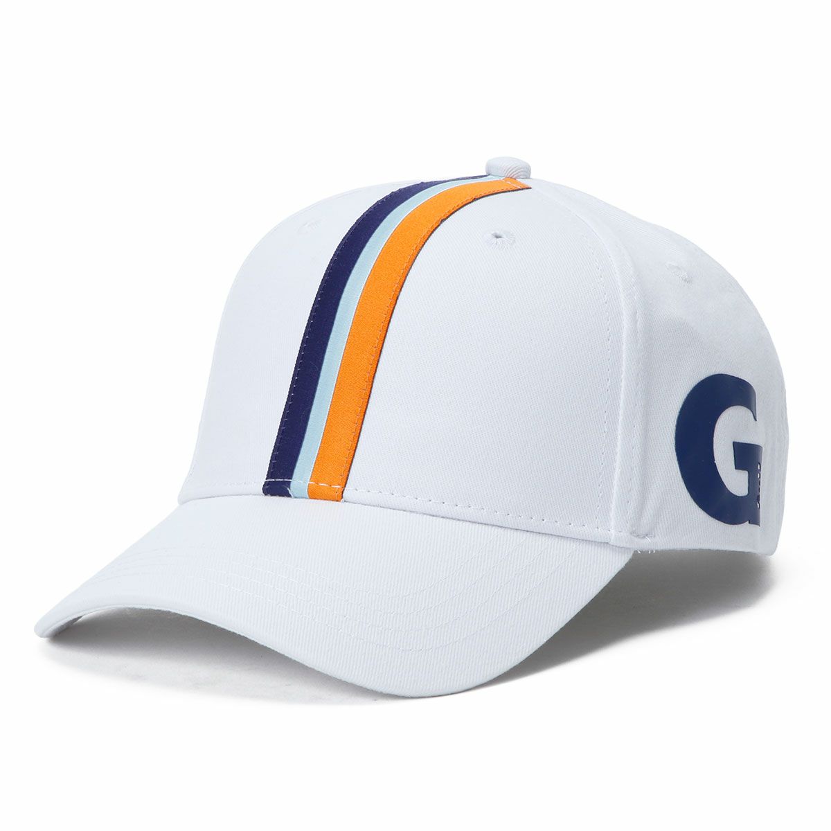 GULF｜ガルフ ストライプ キャップ (サイドプリント)｜帽子｜ホワイト