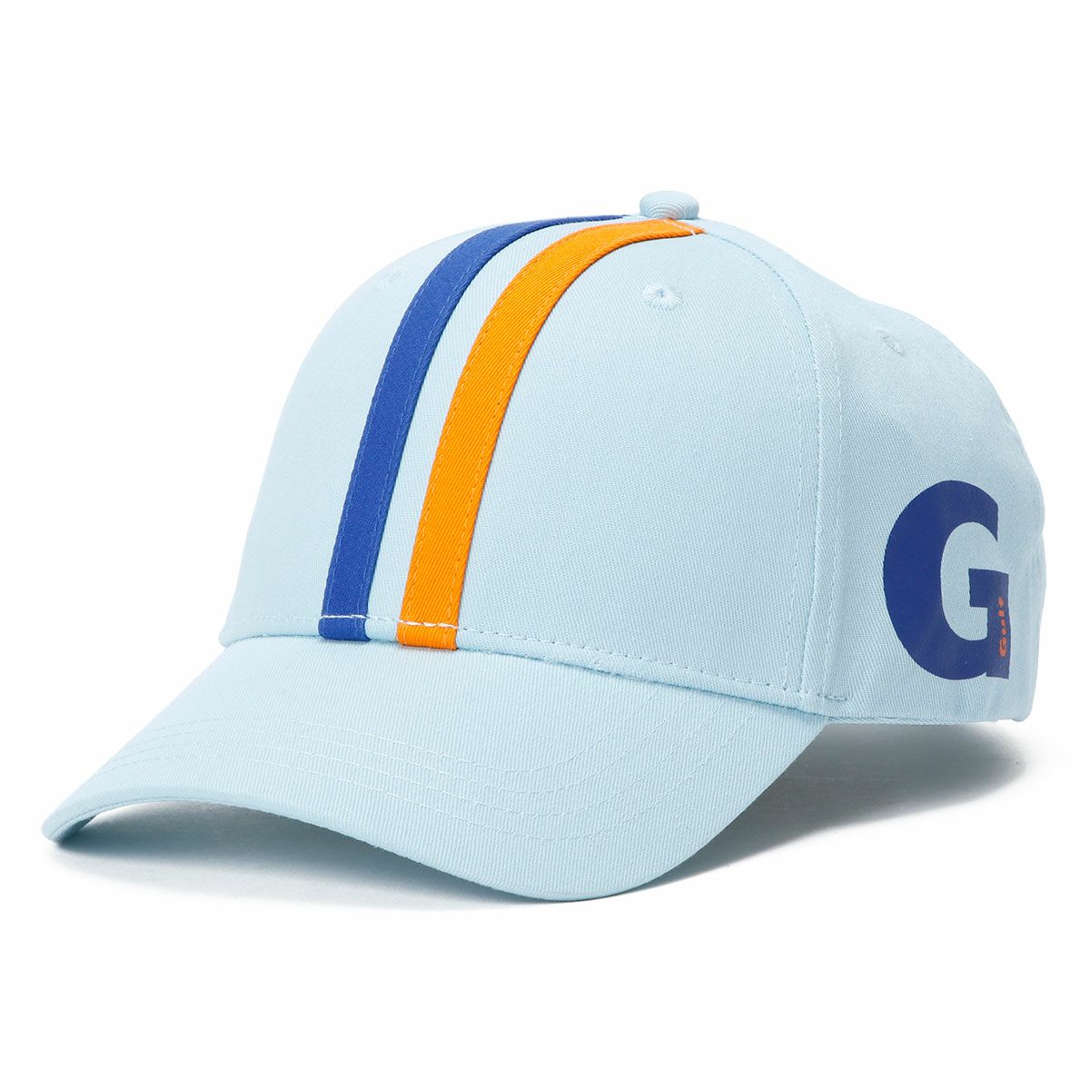 GULF｜ガルフ ストライプ キャップ (サイドプリント)｜帽子｜ライトブルー