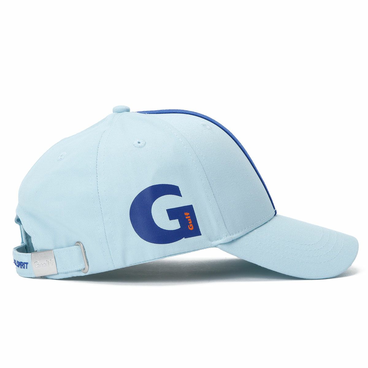GULF｜ガルフ ストライプ キャップ (サイドプリント)｜帽子｜ライトブルー