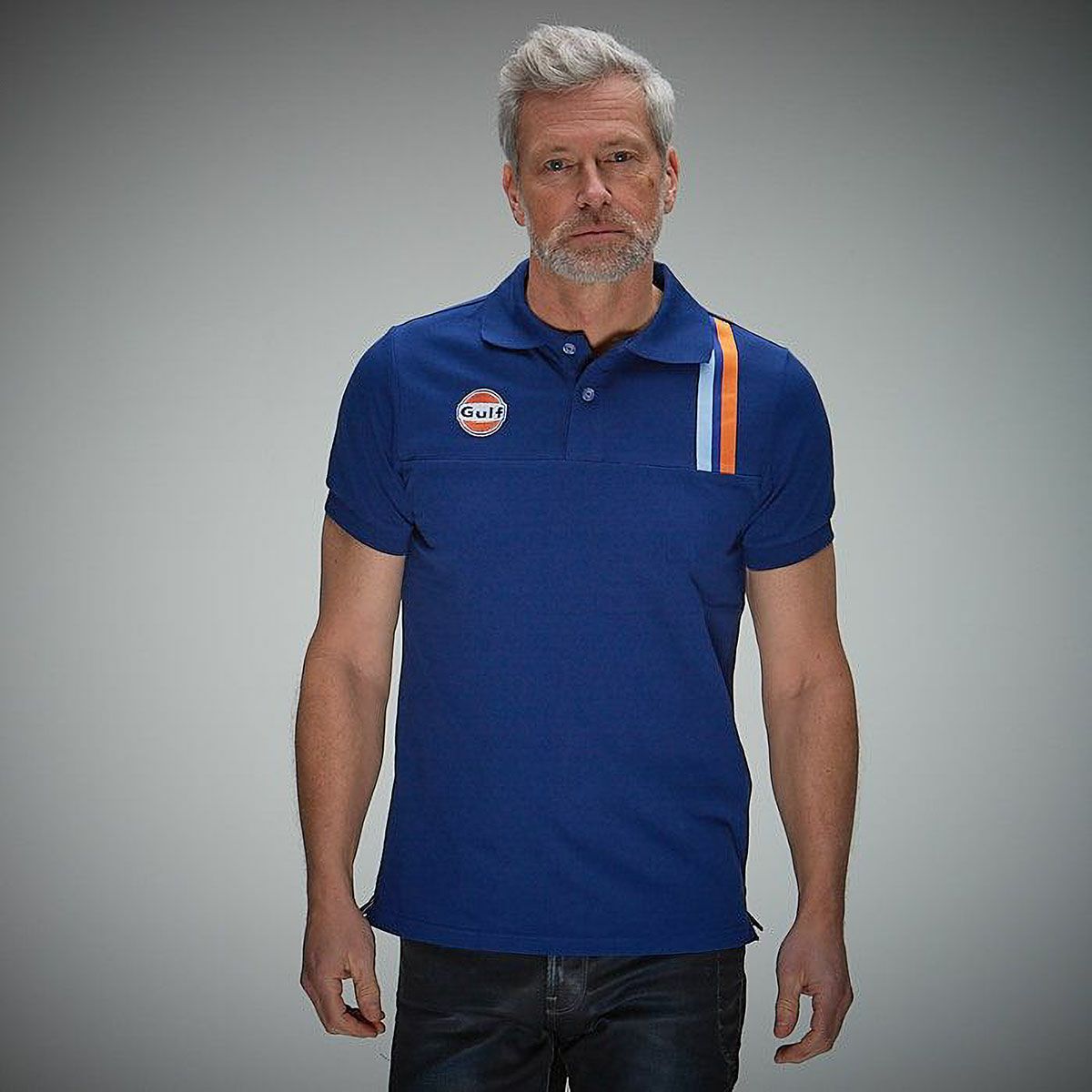 GULF｜ガルフ 1 ポロ｜ポロシャツ｜ブルー｜モデル着用
