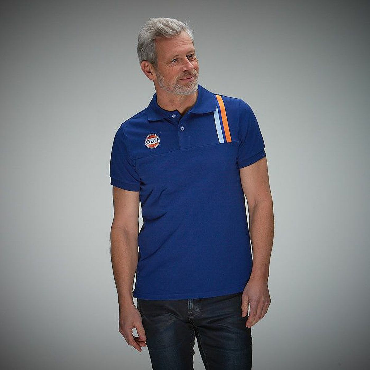 GULF｜ガルフ 1 ポロ｜ポロシャツ｜ブルー｜モデル着用