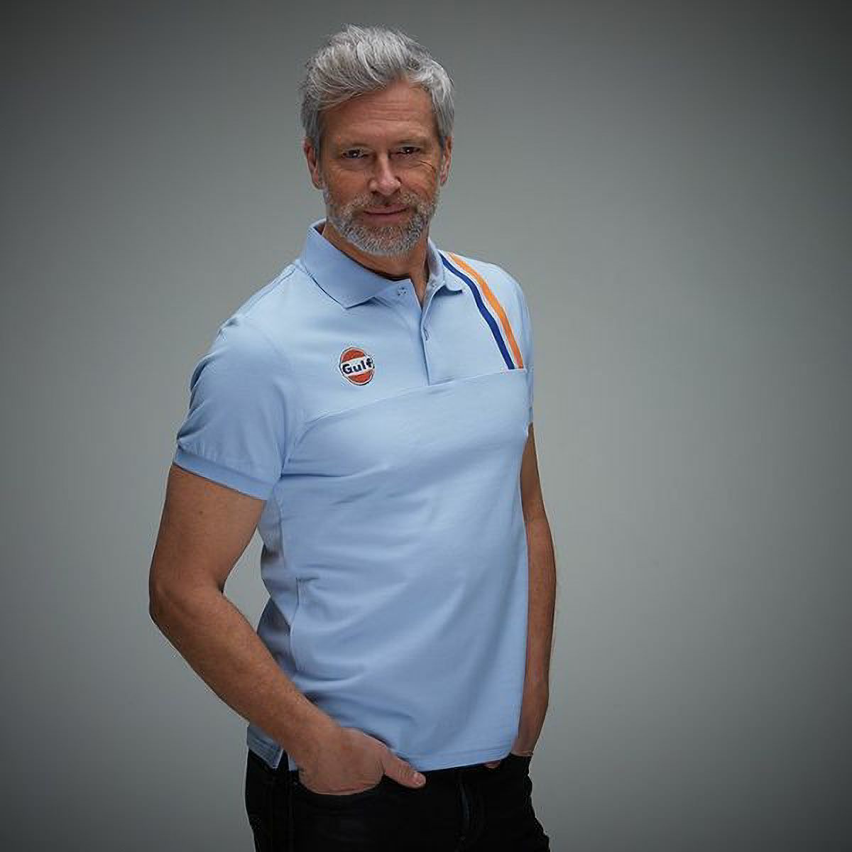 GULF｜ガルフ 1 ポロ｜ポロシャツ｜ライトブルー｜モデル着用