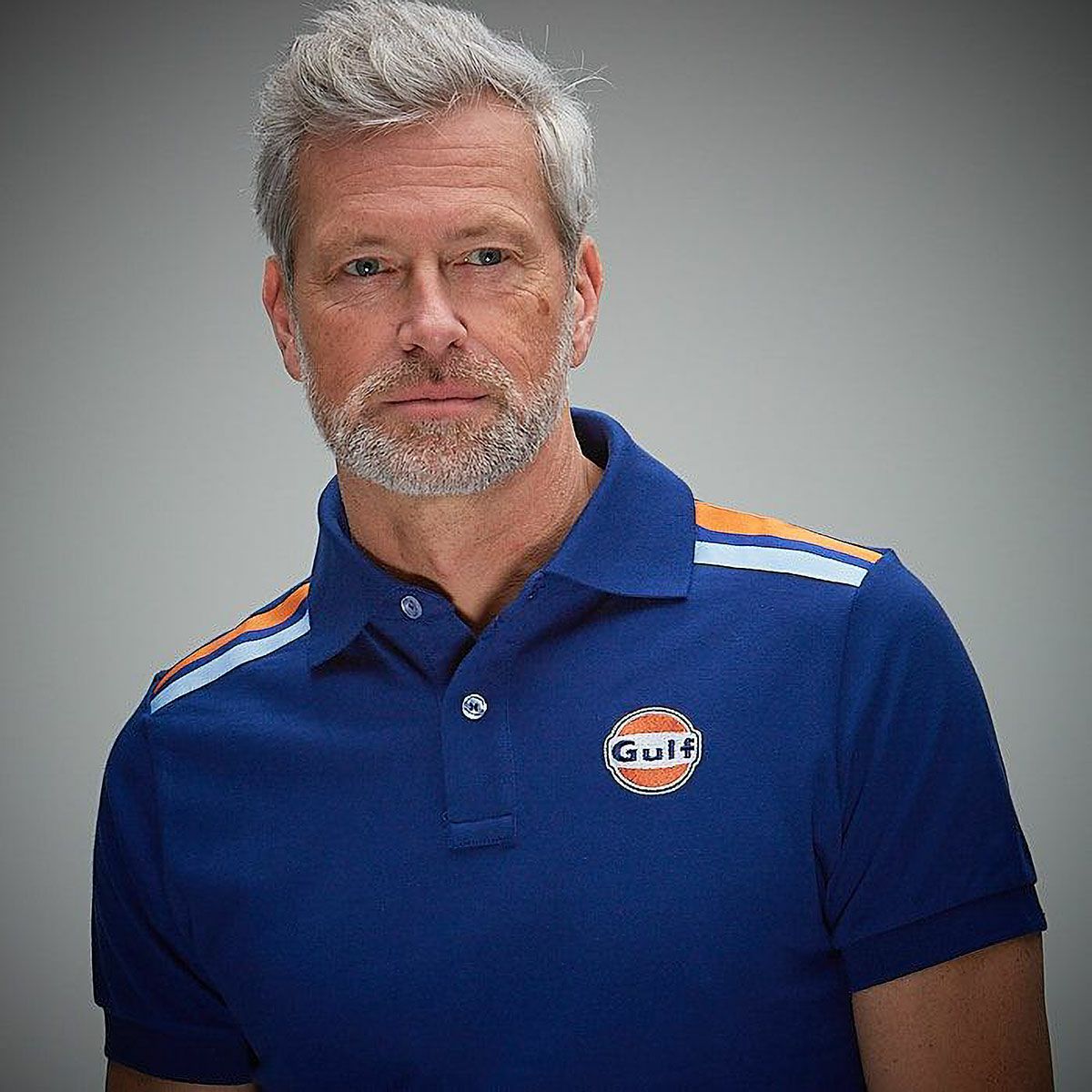 GULF｜ガルフ 2 ポロ｜ポロシャツ｜ブルー｜モデル着用