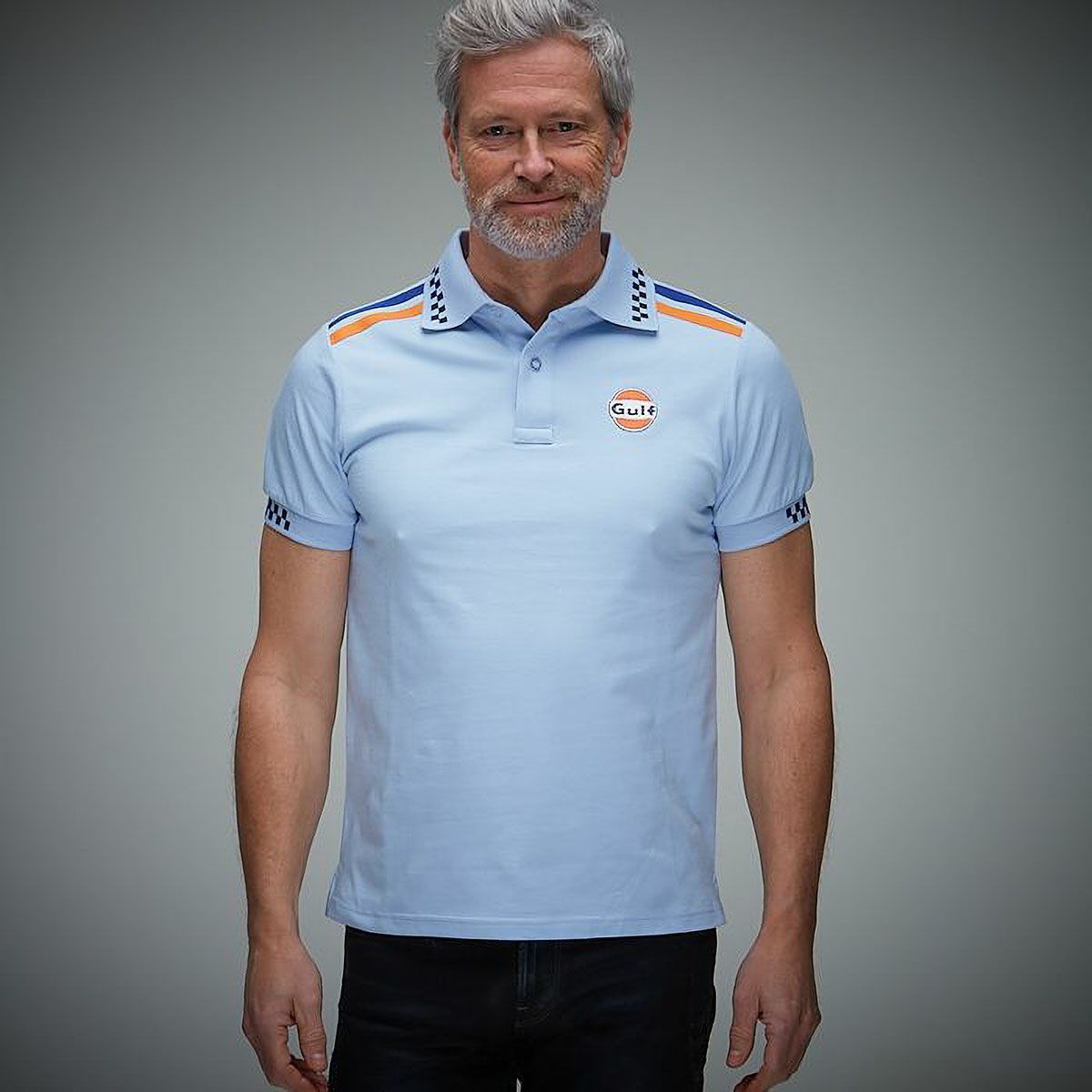 GULF｜ガルフ 2 ポロ｜ポロシャツ｜ライトブルー｜モデル着用