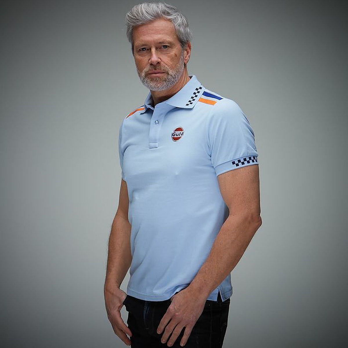 GULF｜ガルフ 2 ポロ｜ポロシャツ｜ライトブルー｜モデル着用