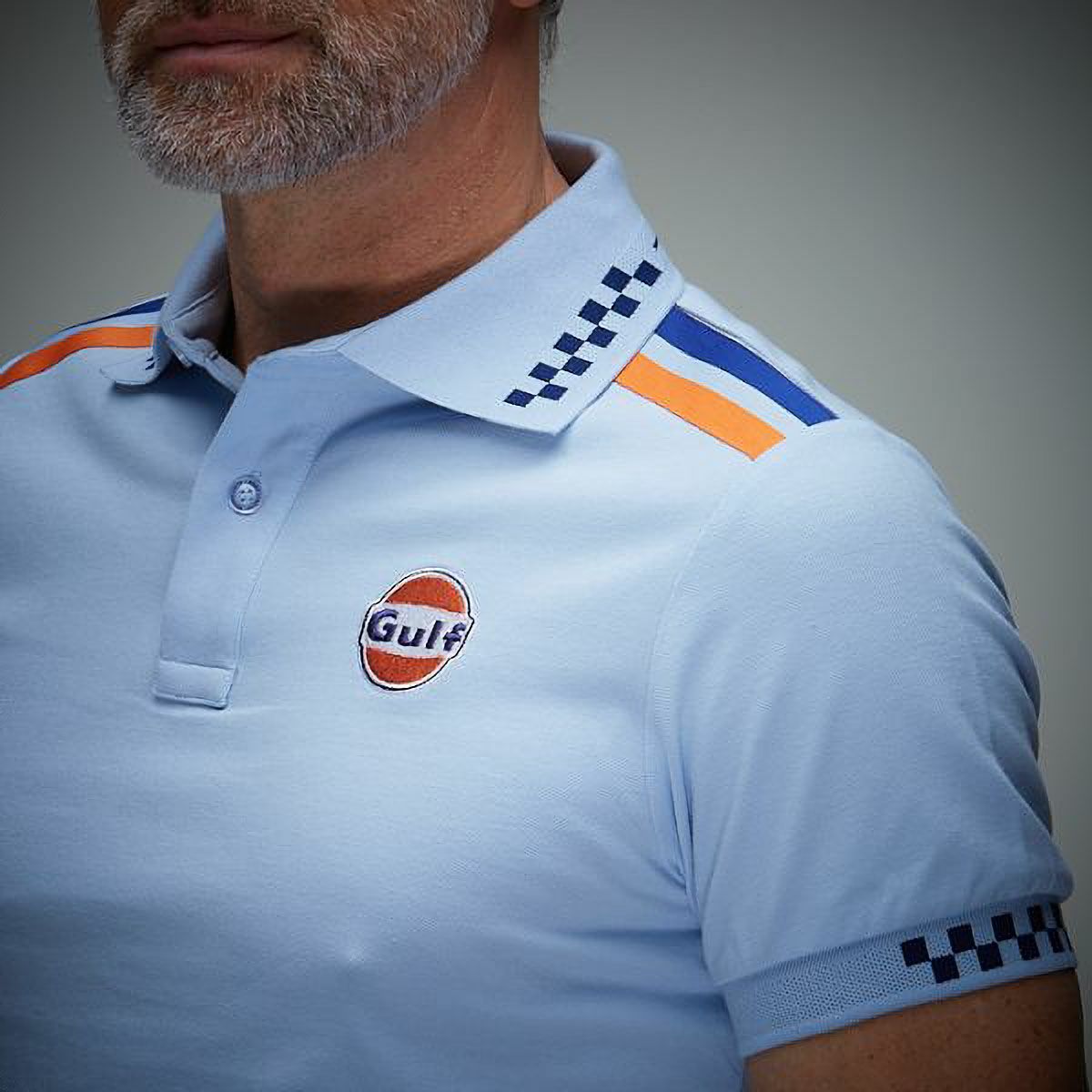 GULF｜ガルフ 2 ポロ｜ポロシャツ｜ライトブルー｜モデル着用