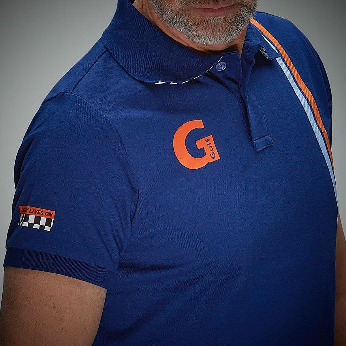 GULF｜ガルフ 4 ポロ｜ポロシャツ｜ブルー｜モデル着用