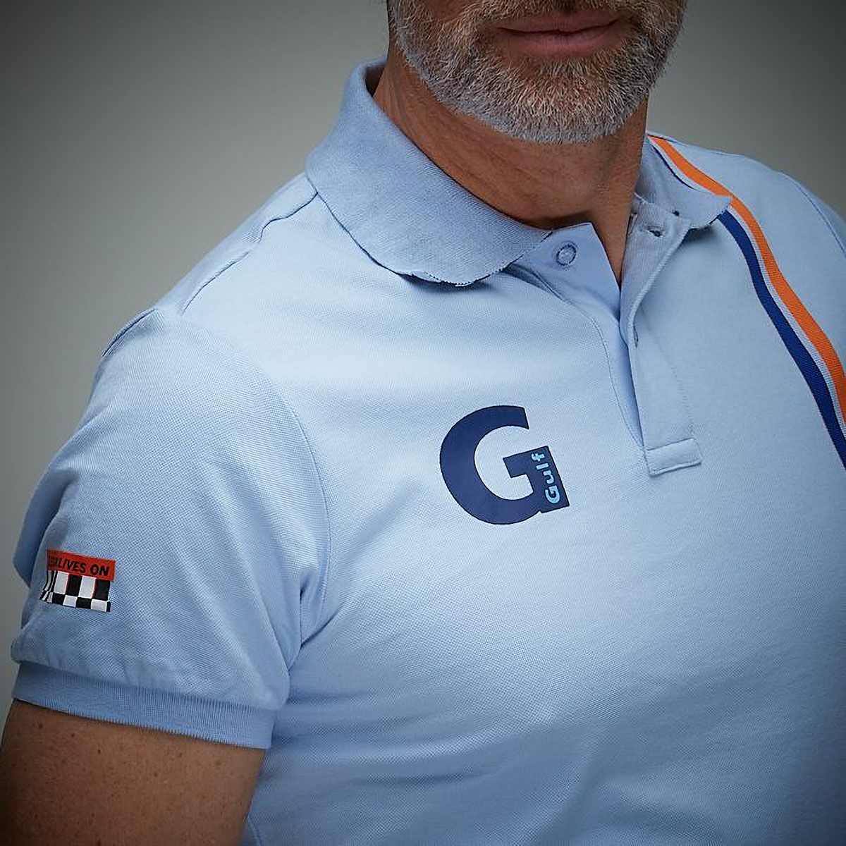 GULF｜ガルフ 4 ポロ｜ポロシャツ｜ライトブルー｜モデル着用