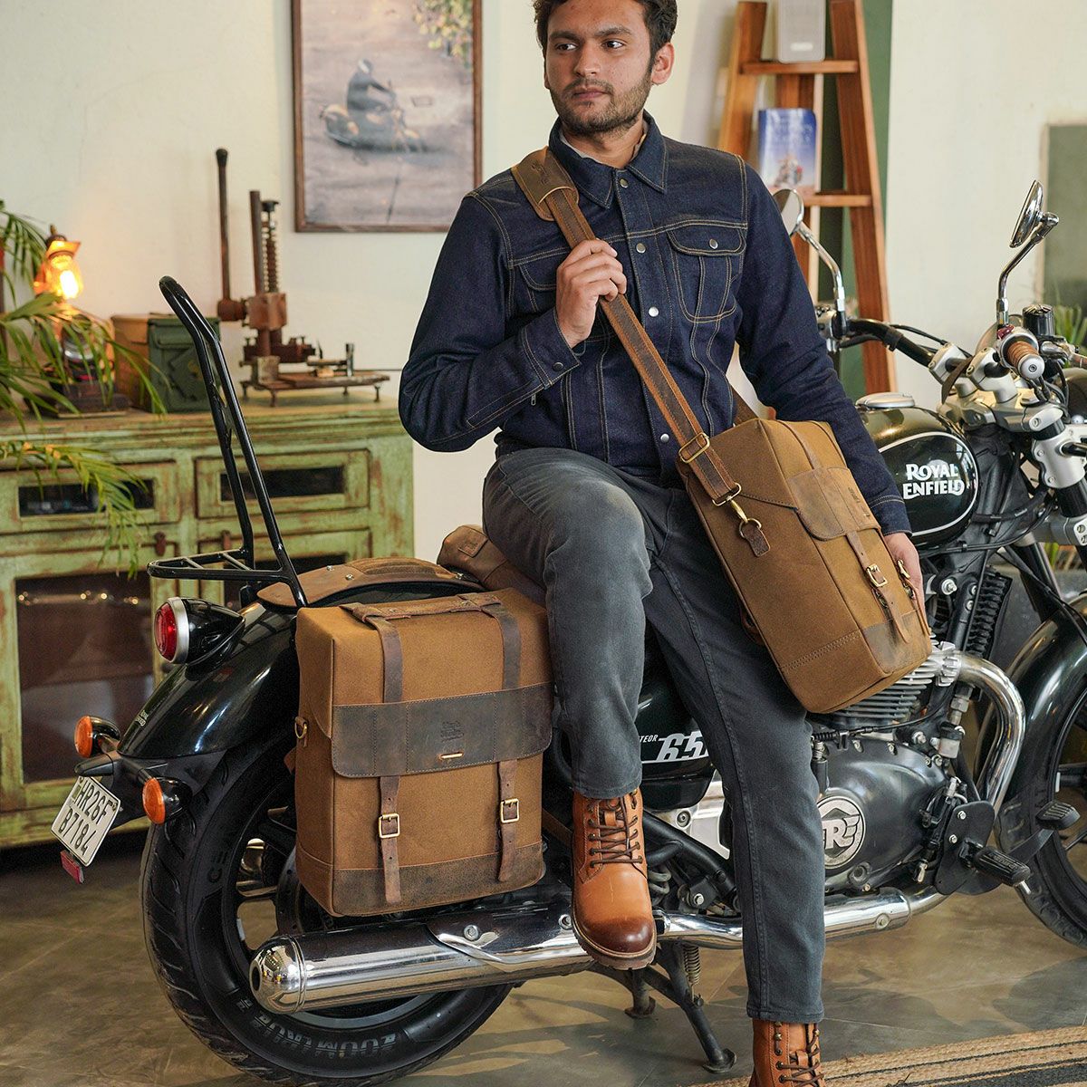 Trip Machine｜ベンチュラ サドルバッグ｜サイドバッグ｜タバコブラウン｜使用イメージ