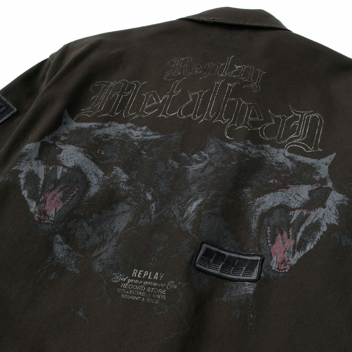 ｃReplay｜コットン ステイン アーミー ジャケット｜ファブリック｜ダークオリーブ