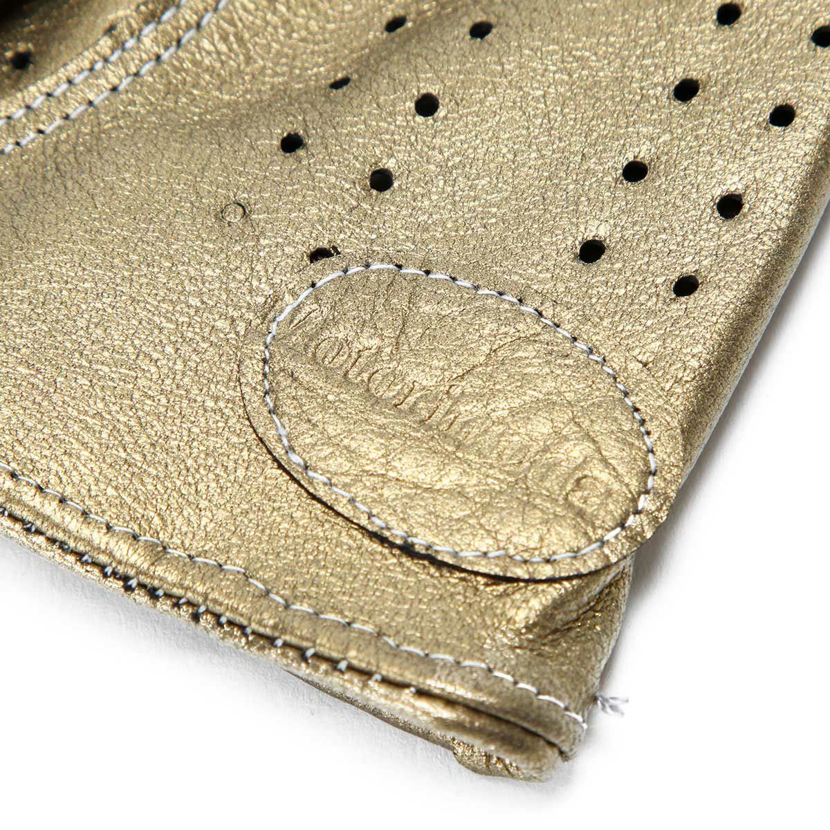 Motorimoda｜ゴールデンエイジ レザー ドライビンググローブ｜ハーフ｜ゴールド×シルバー