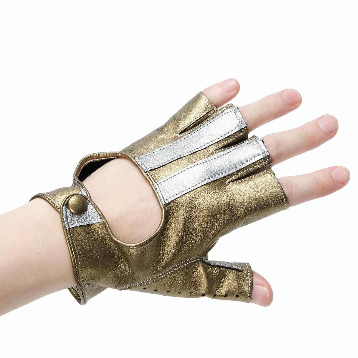 Motorimoda｜ゴールデンエイジ レザー ドライビンググローブ｜ハーフ｜ゴールド×シルバー