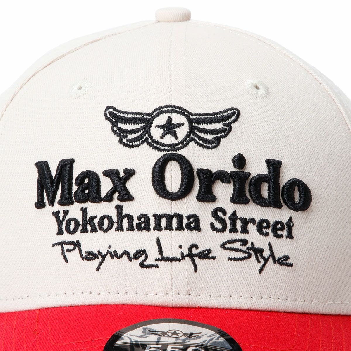 MAX ORIDO｜MAX ORIDO YOKOHAMA ストリート キャップ｜帽子｜ベージュ×レッド