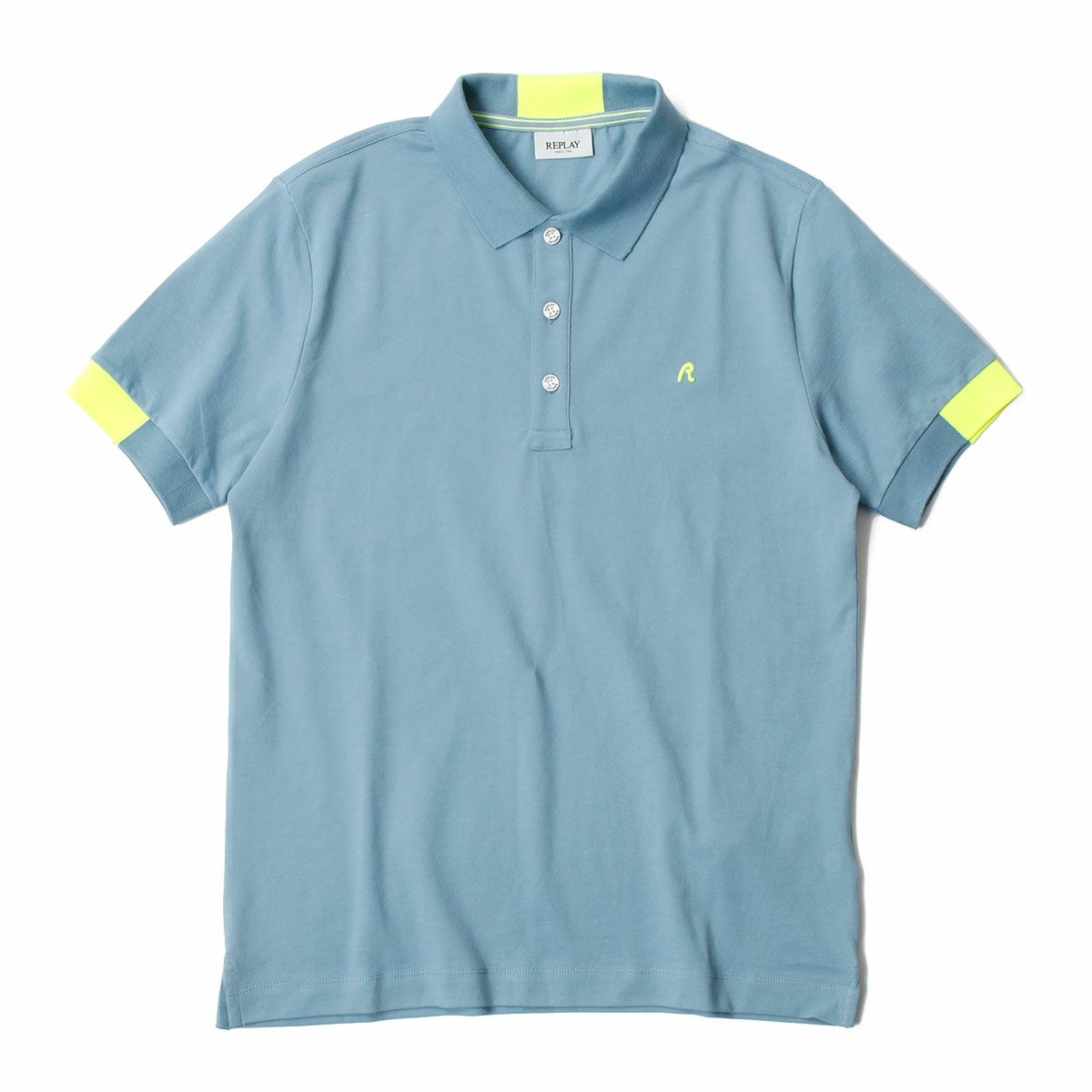 Replay｜レギュラー フィット ポロシャツ｜スティールブルー