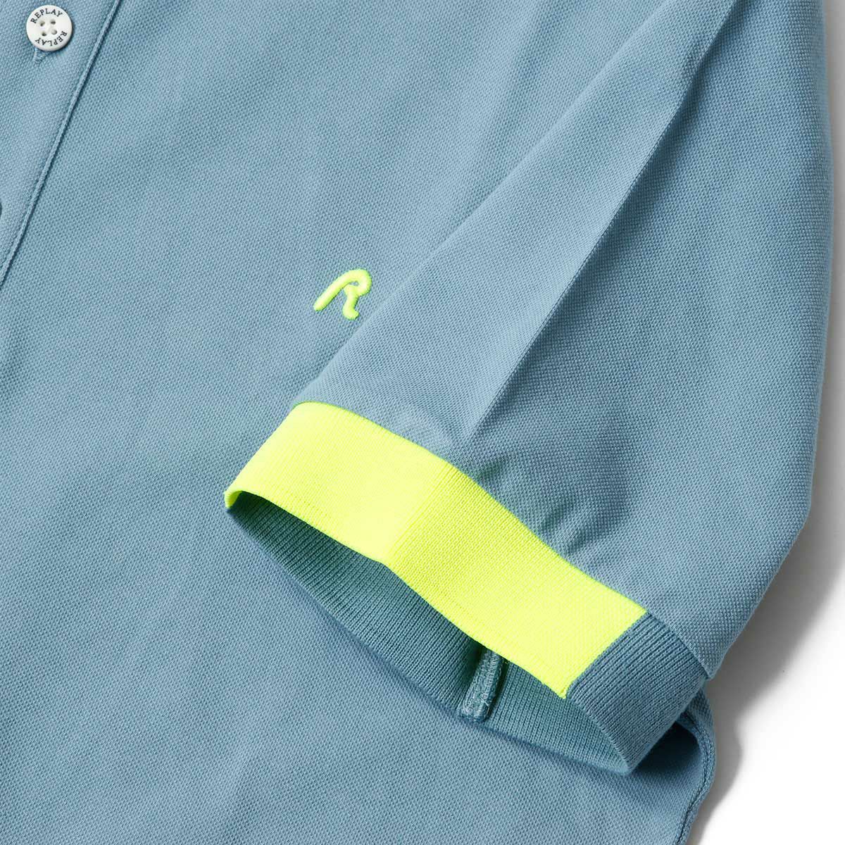 Replay｜レギュラー フィット ポロシャツ｜スティールブルー