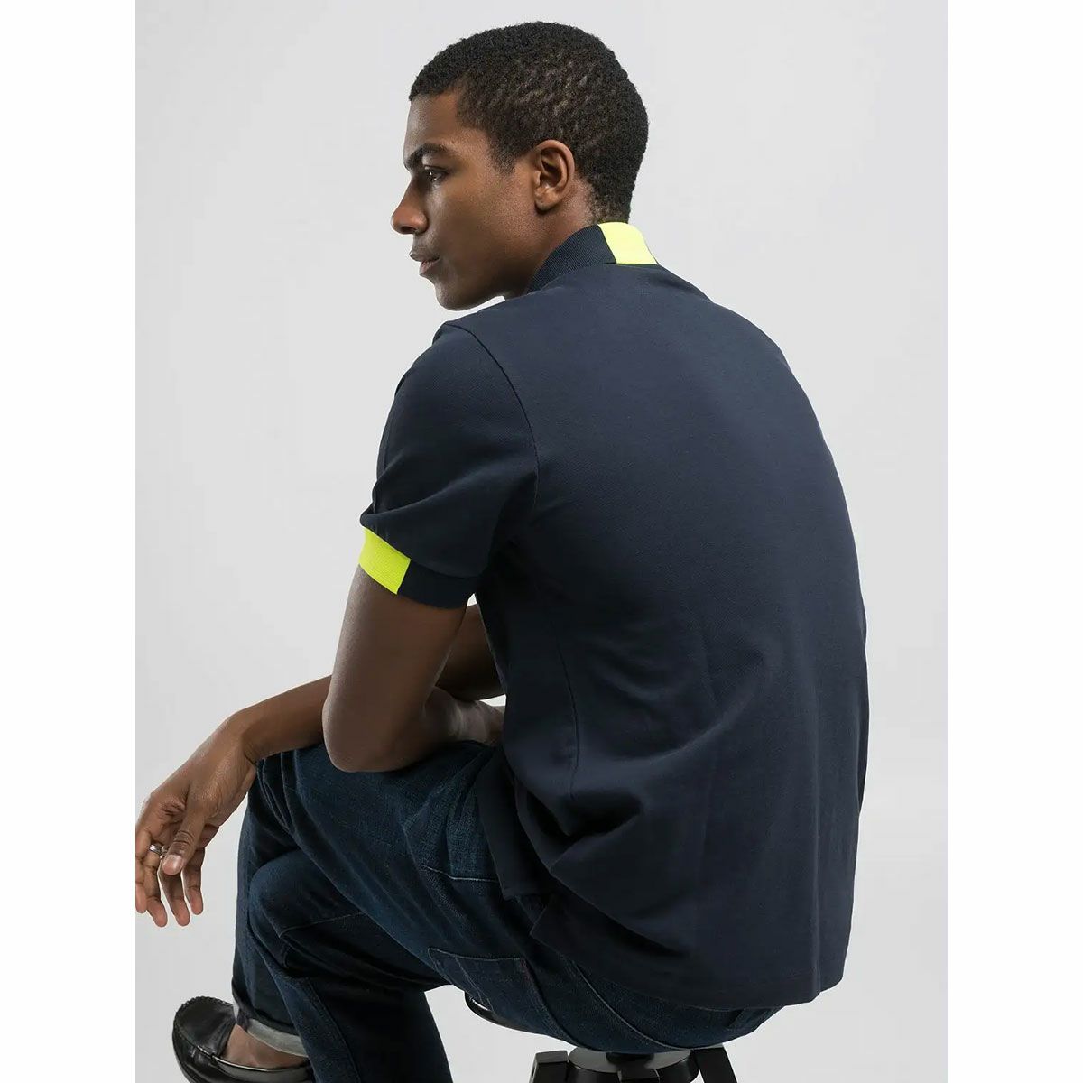 Replay｜レギュラー フィット ポロシャツ｜ダークネイビー｜モデル着用