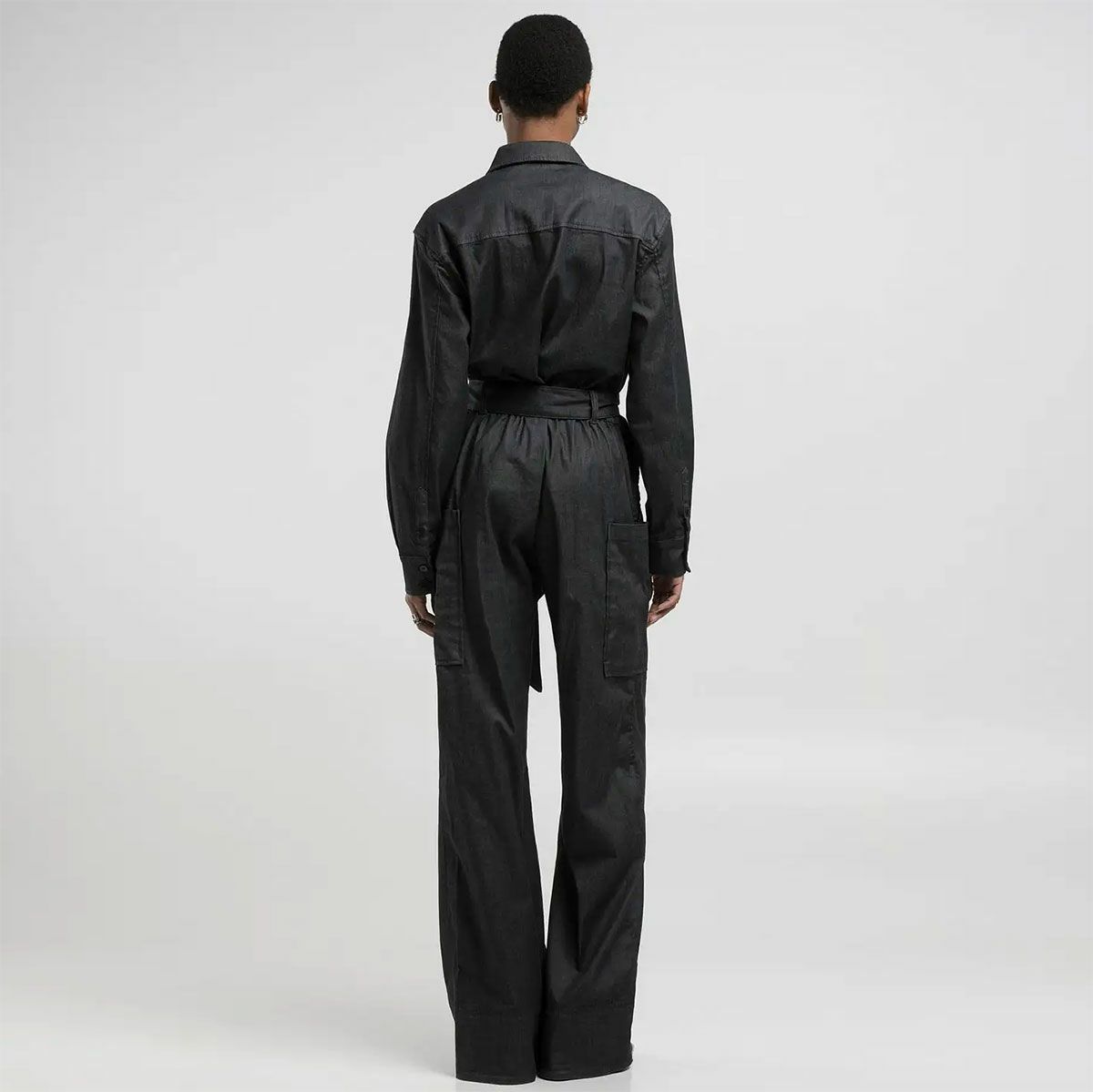 Replay｜リラックスフィット デニム ジャンプスーツ｜オーバーオール｜ブラック｜モデル着用