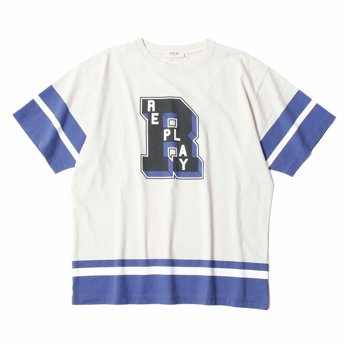 Replay｜ボーイフィット プリント Tシャツ｜アラバスター