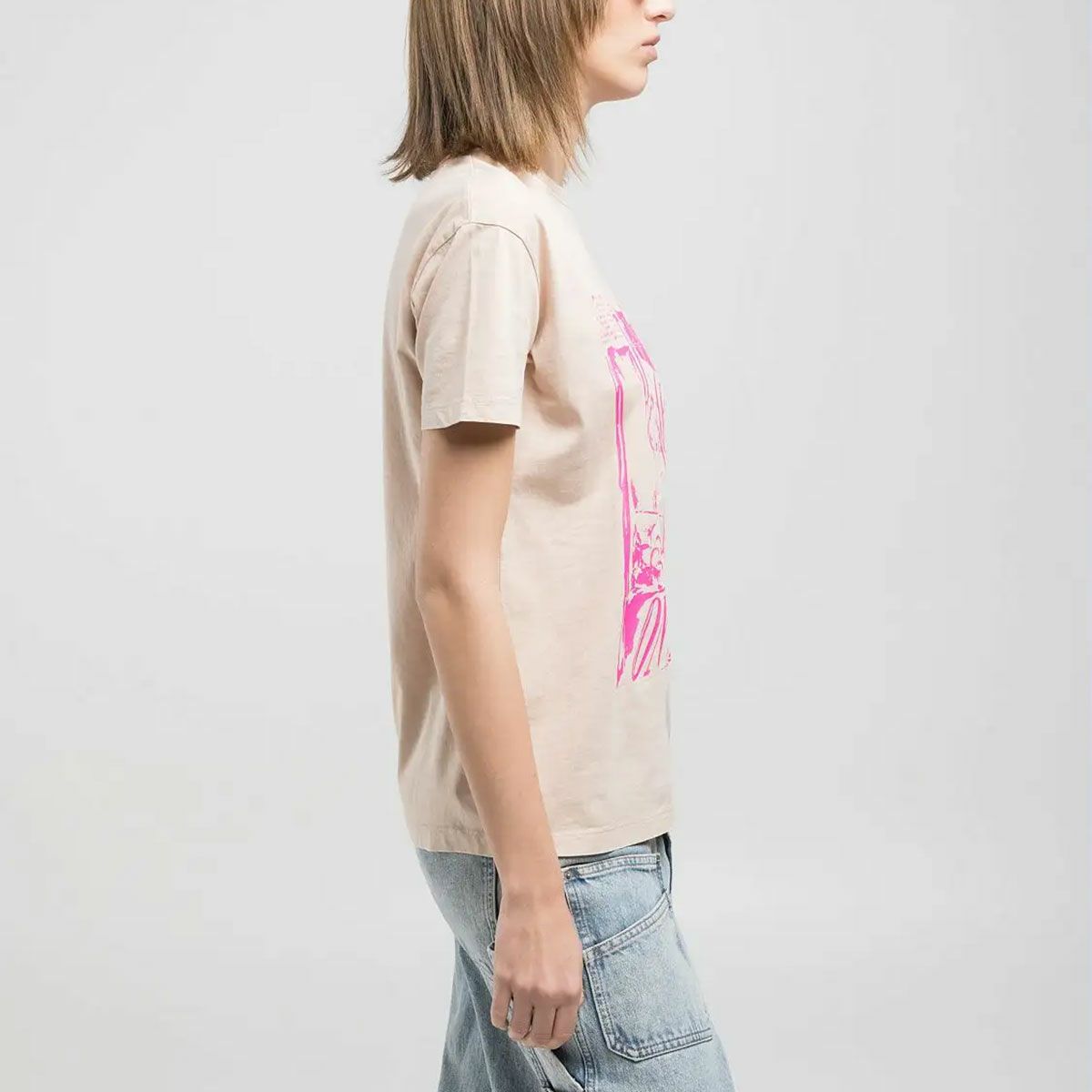 Replay｜レギュラーフィット プリント Tシャツ｜ピンクソルト｜モデル着用