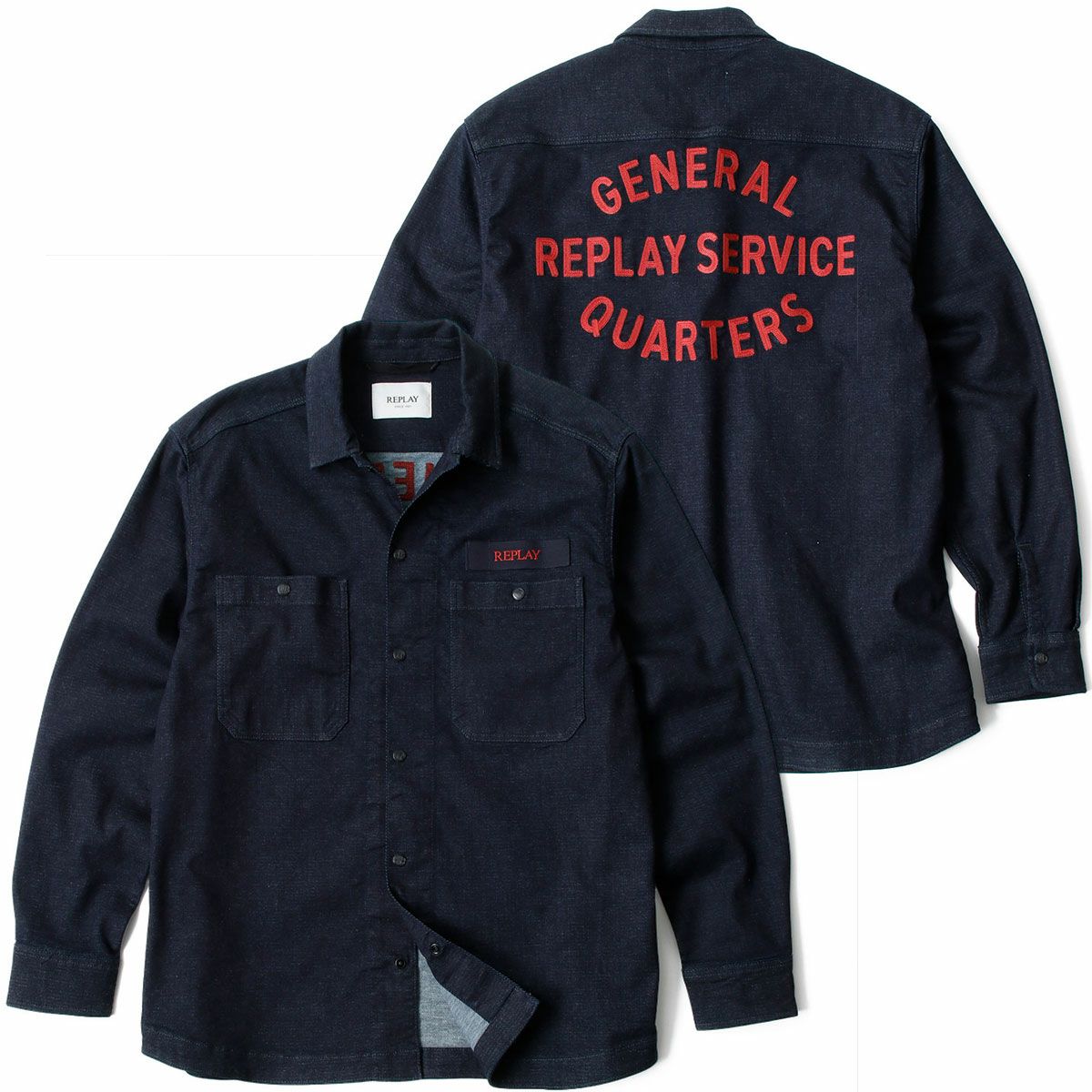 Replay｜レタリング デニムシャツ｜ファブリック