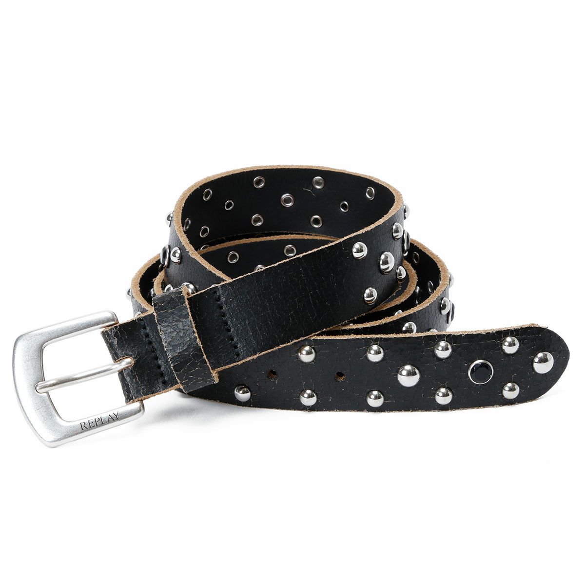 Replay｜クラックエフェクト スタッズ レザーベルト｜