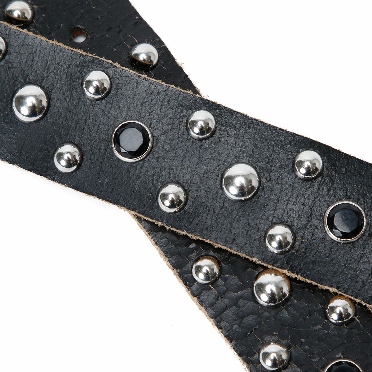 Replay｜クラックエフェクト スタッズ レザーベルト｜ブラック