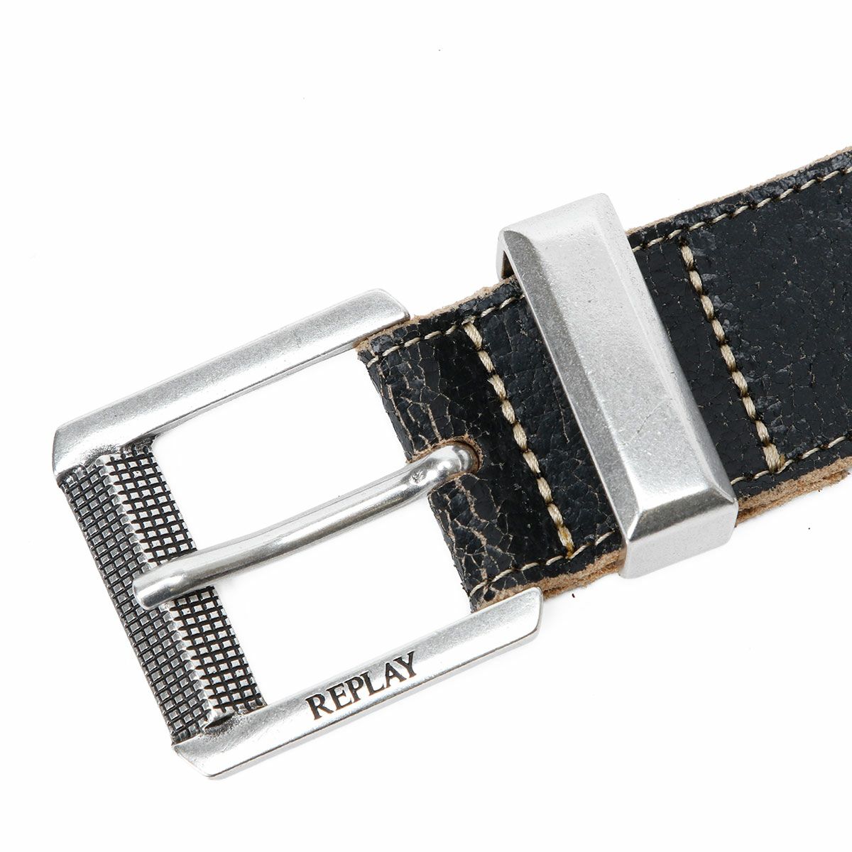 Replay｜クラックエフェクト レザーベルト｜ブラック
