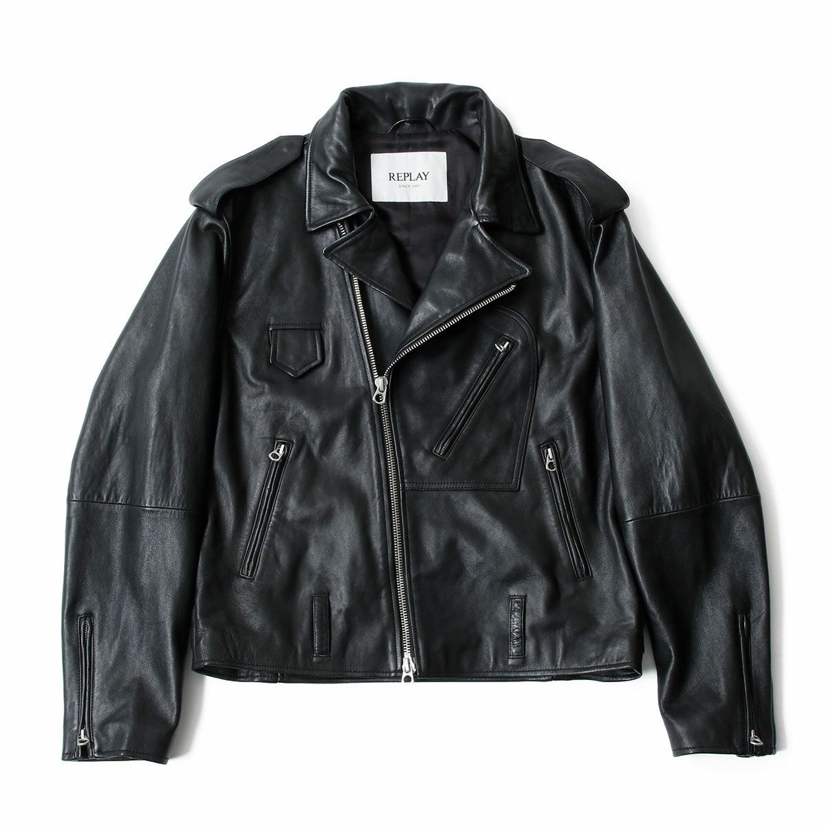 Replay｜ラペルカラー バイカージャケット｜レザー