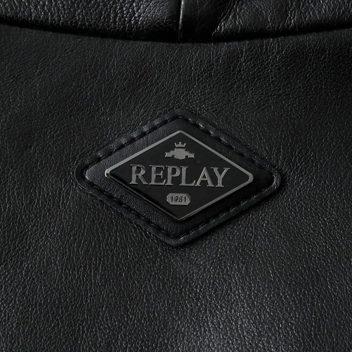 Replay｜ラペルカラー バイカージャケット｜レザー｜ブラック