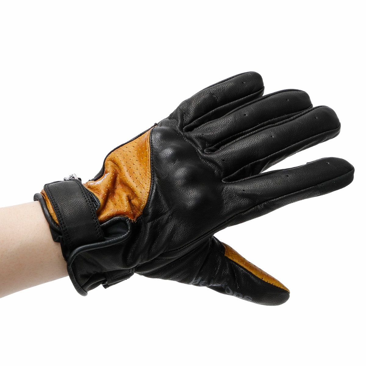 helstons｜ヴィラージュ エア グローブ｜3シーズン｜ブラック×ゴールド｜モデル着用