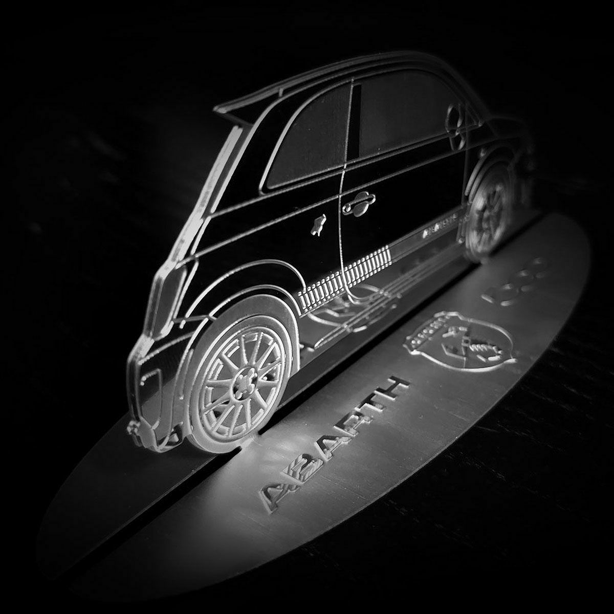 Abarth｜フィアット 500 アバルト ステンレススチール 彫刻シルエットスタンド｜その他雑貨