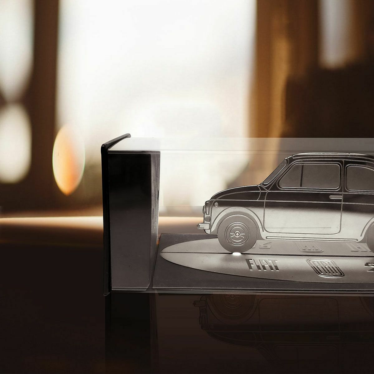FIAT｜フィアット 500 ヴィンテージ ステンレススチール シルエット彫刻スタンド｜その他雑貨
