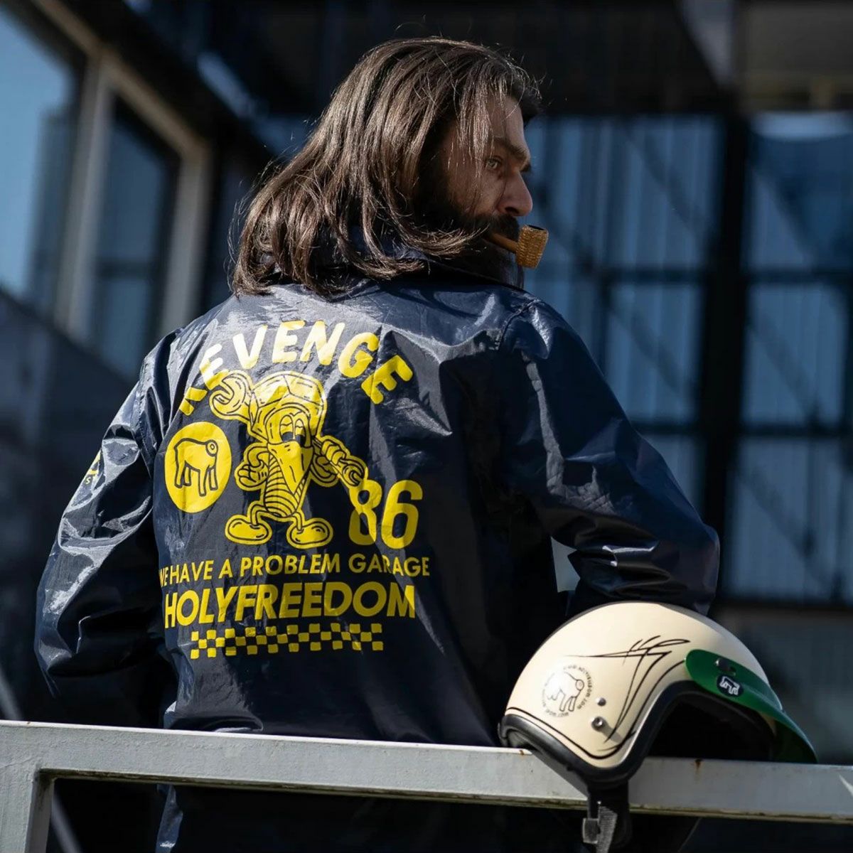 HolyFreedom｜ベンガリーノ ジャケット｜ファブリック｜ブルー｜モデル着用