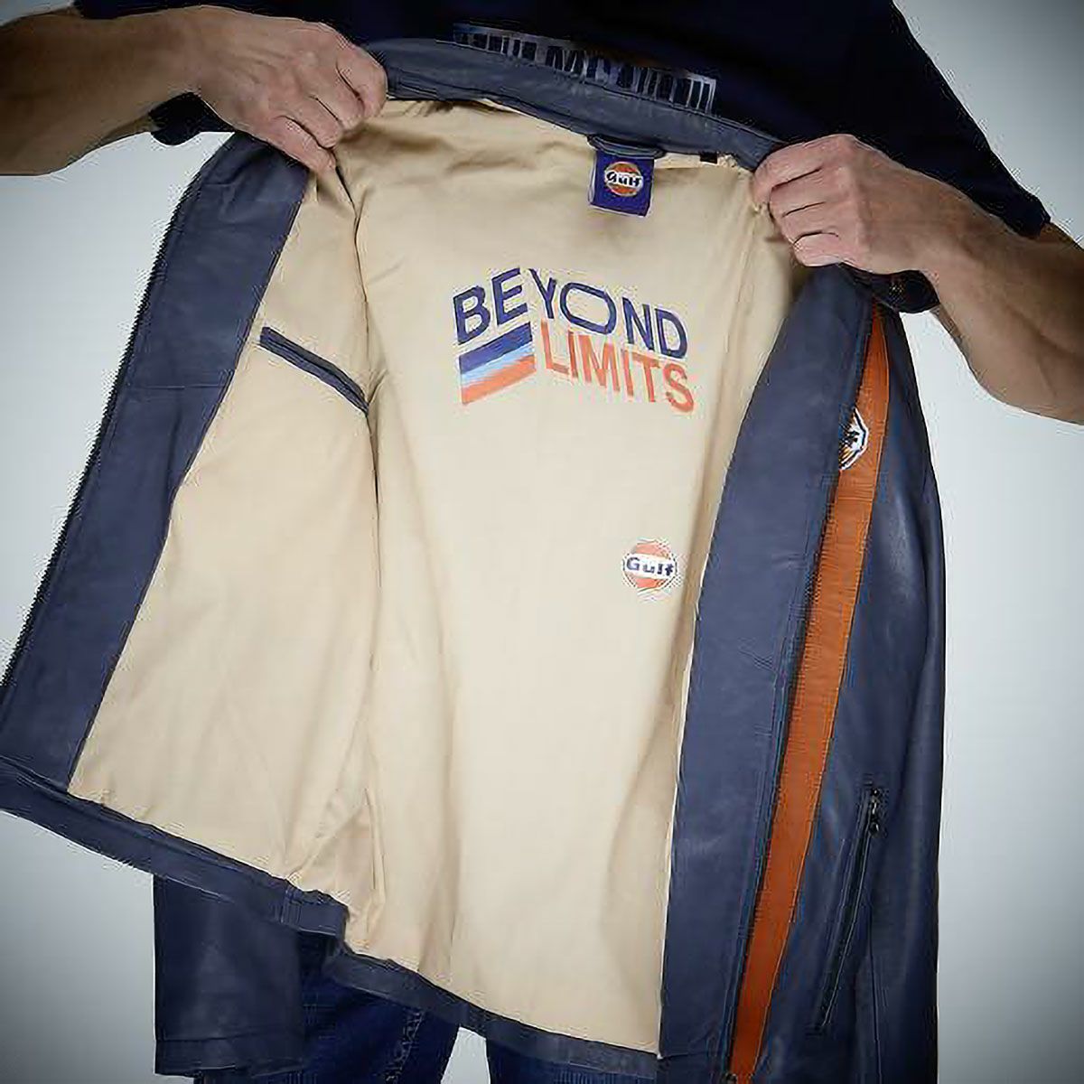 GULF｜ガルフ ロードマスター レザージャケット｜アウター｜ネイビー｜モデル着用