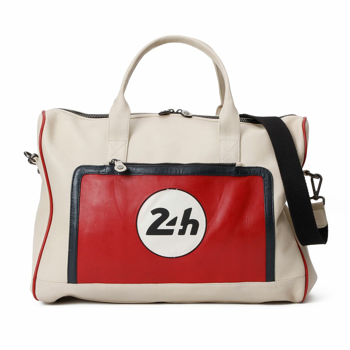 CLASSIC LEGEND MOTORS｜ル・マン 24時間レース AUSTIN レザーバッグ 48H｜ボストンバッグ｜エクリュ×レーシングレッド