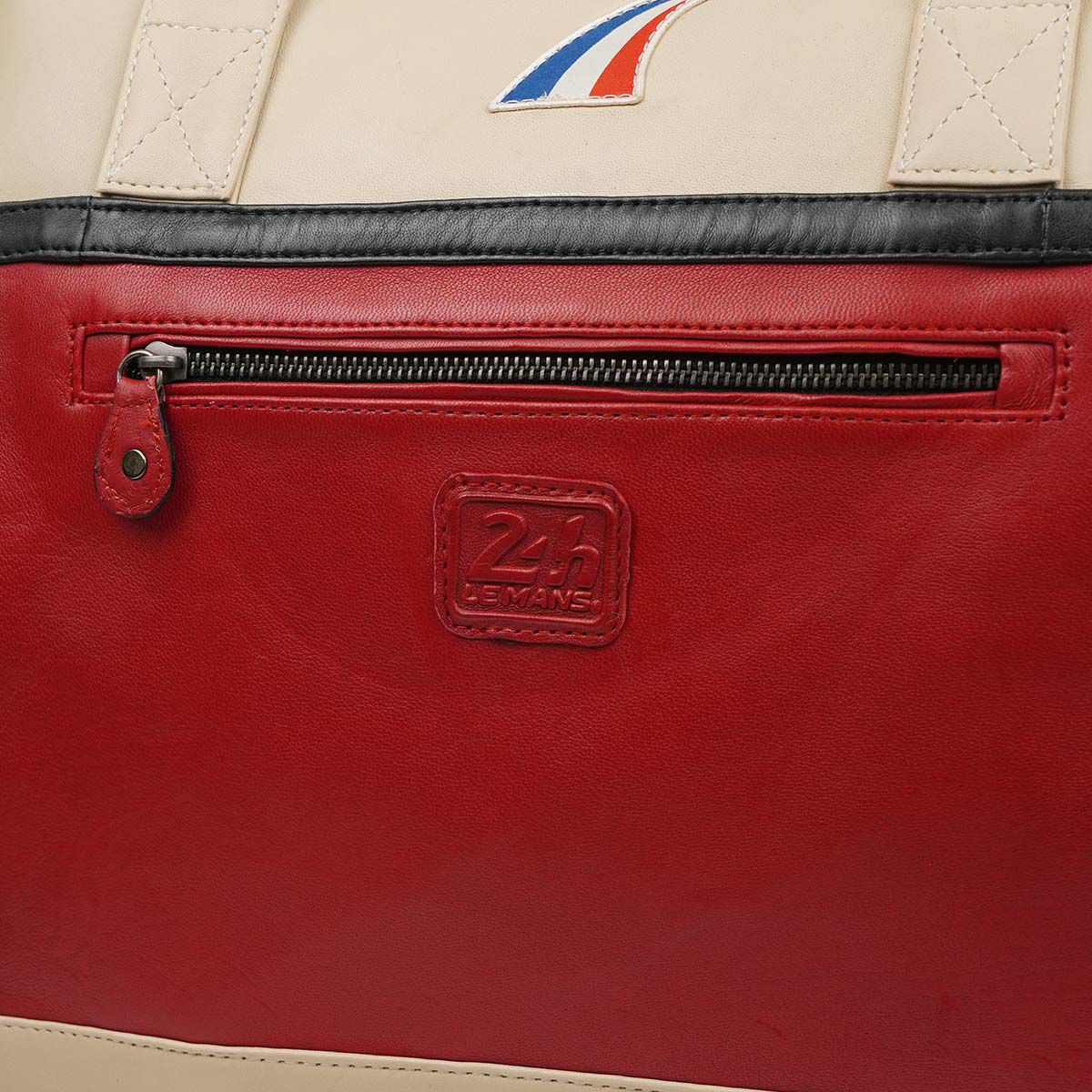 CLASSIC LEGEND MOTORS｜ル・マン 24時間レース AUSTIN レザーバッグ 48H｜ボストンバッグ｜エクリュ×レーシングレッド