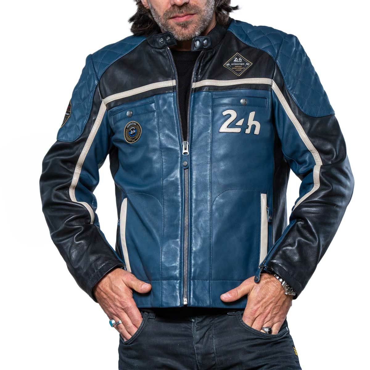 CLASSIC LEGEND MOTORS｜ル・マン 24時間レース LINO レザー ジャケット｜アウター｜ロイヤルブルー｜モデル着用