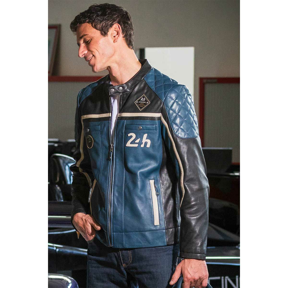 CLASSIC LEGEND MOTORS｜ル・マン 24時間レース LINO レザー ジャケット｜アウター｜ロイヤルブルー｜モデル着用