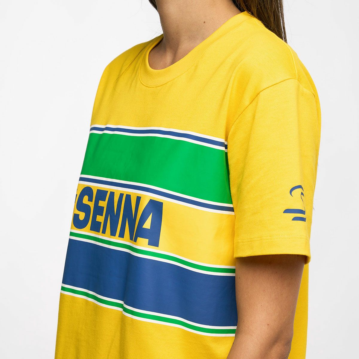 AyrtonSenna｜アイルトン・セナ ハッシュタグ Tシャツ｜イエロー｜モデル着用
