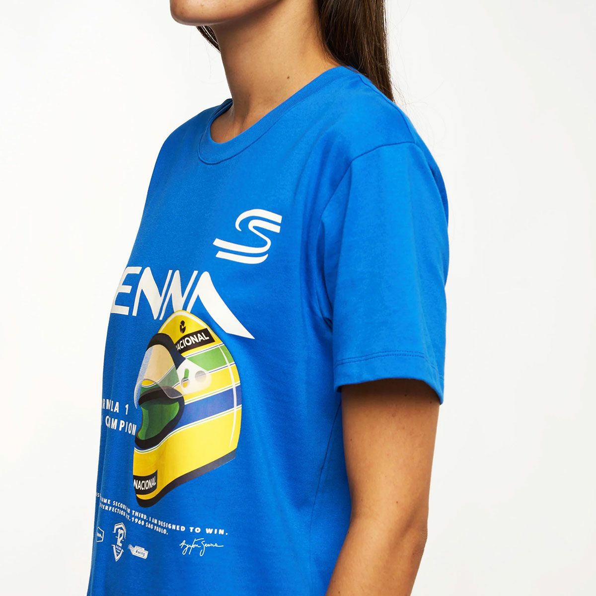 AyrtonSenna｜アイルトン・セナ 12 グラフィック Tシャツ｜ブルー｜モデル着用