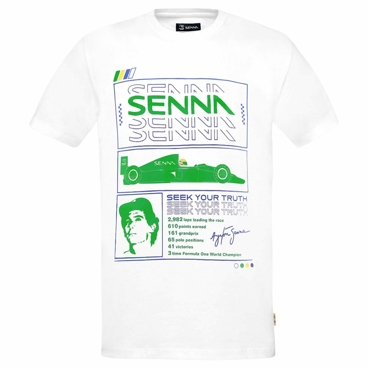 AyrtonSenna｜アイルトン・セナ レース Tシャツ｜ホワイト