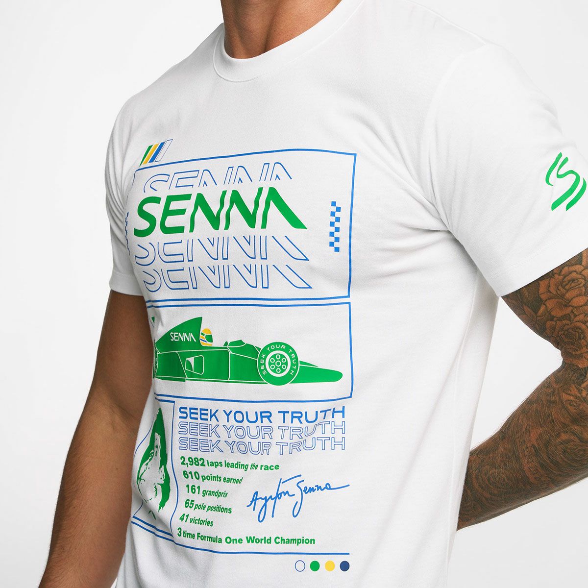 AyrtonSenna｜アイルトン・セナ レース Tシャツ｜ホワイト