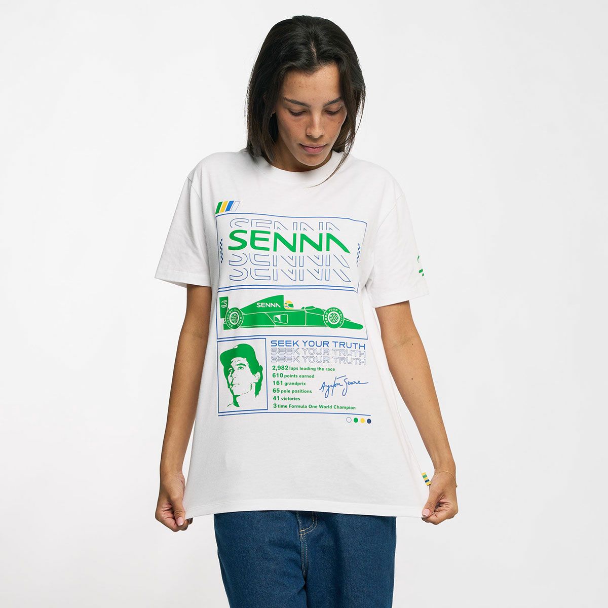 AyrtonSenna｜アイルトン・セナ レース Tシャツ｜ホワイト