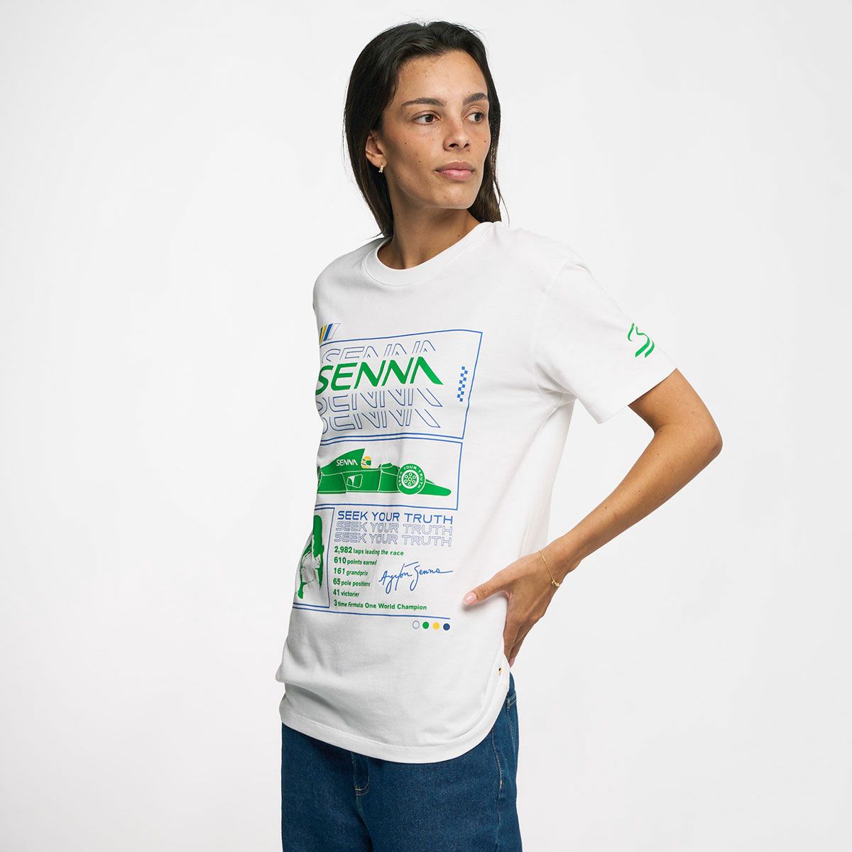 AyrtonSenna｜アイルトン・セナ レース Tシャツ｜ホワイト